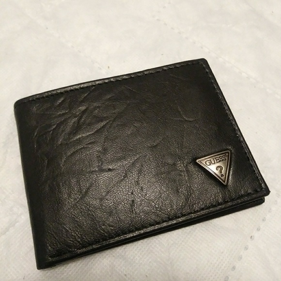 black leather guess wallet